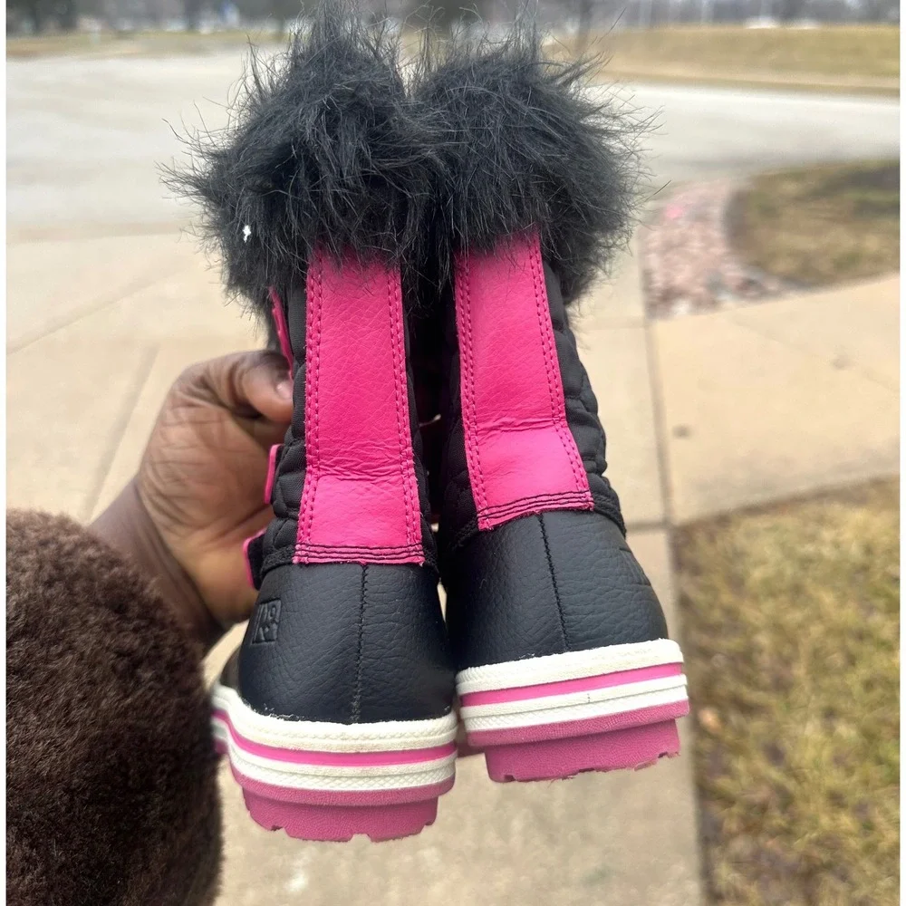 Rugged Outback Baby Girl Faux Fur Trimmed Snow Boots‎ Size 5 Black